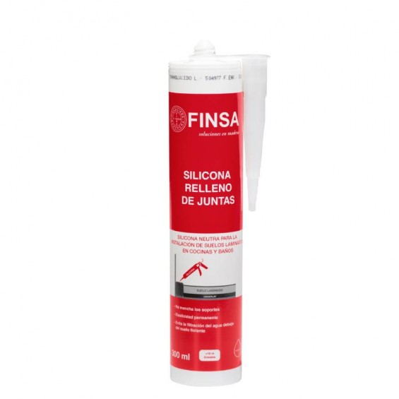 Silicona perimetral neutra Finfloor, ideal para complementar la instalación de los suelos laminados.